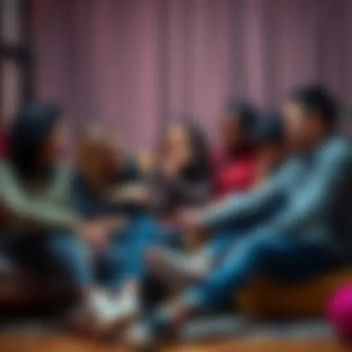 Support During Hard Times A group of diverse people sitting together, offering support to each other with comforting gestures in a cozy setting.