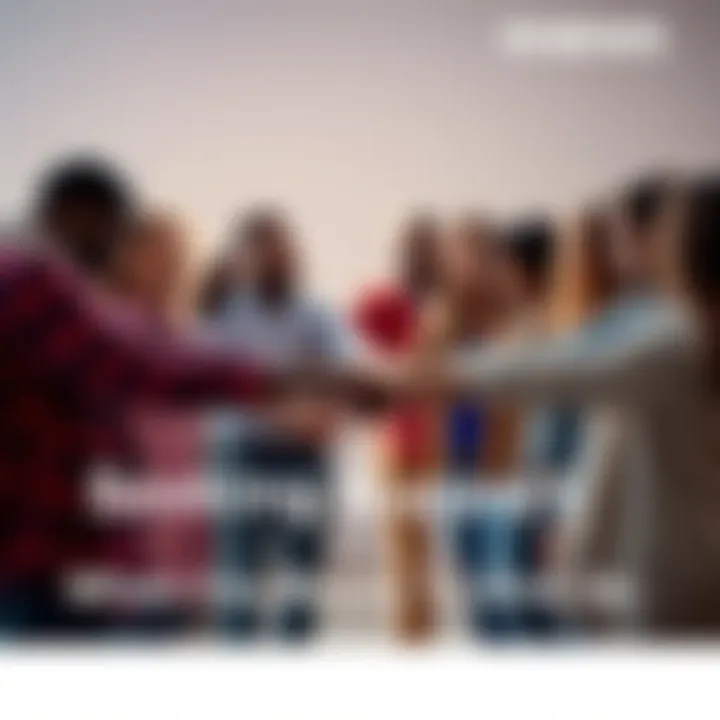 A group of diverse individuals holding hands in a circle, symbolizing unity and support during tough times.