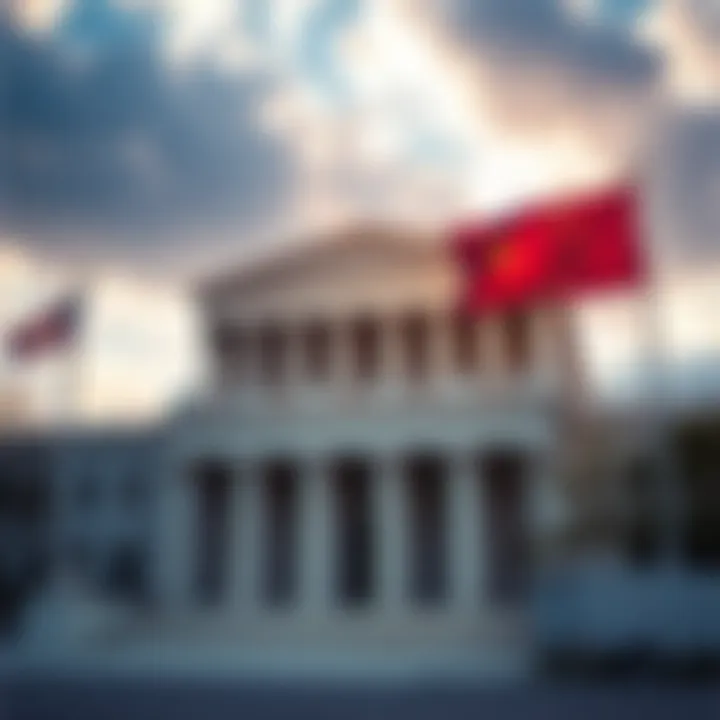 The US Supreme Court Building with flags flying, symbolizing a significant legal ruling on tariffs.