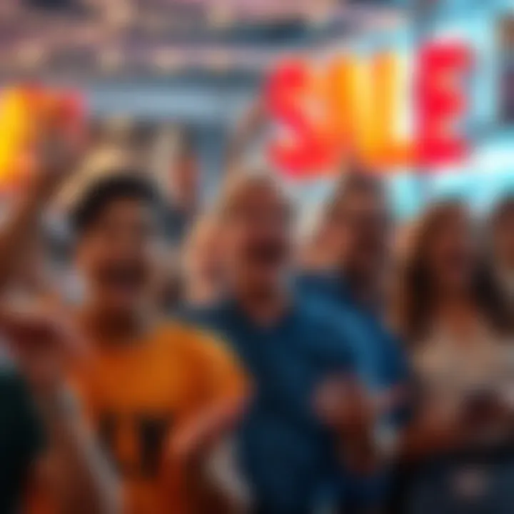 A group of people showing surprise and excitement after a recent sale announcement.