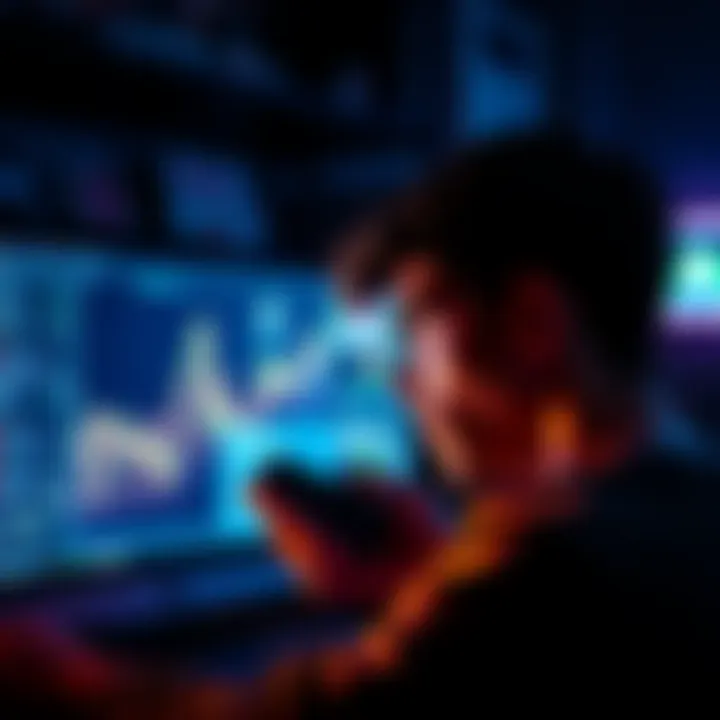 Surprised person looking at crypto wallet A person staring at a computer screen in shock, seeing an unexpected deposit in their crypto wallet