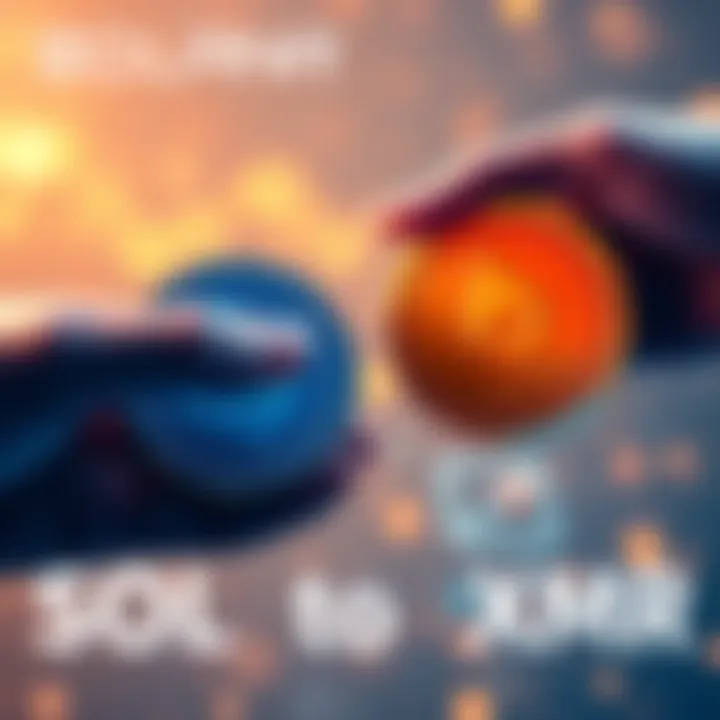 Swap SOL to XMR A digital representation of Solana and Monero tokens being swapped, symbolizing a privacy-focused transaction without ID checks.