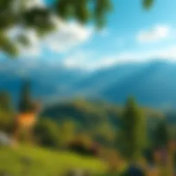 A view of a Swiss landscape with wildlife and plants, showcasing the integration of blockchain technology for biodiversity