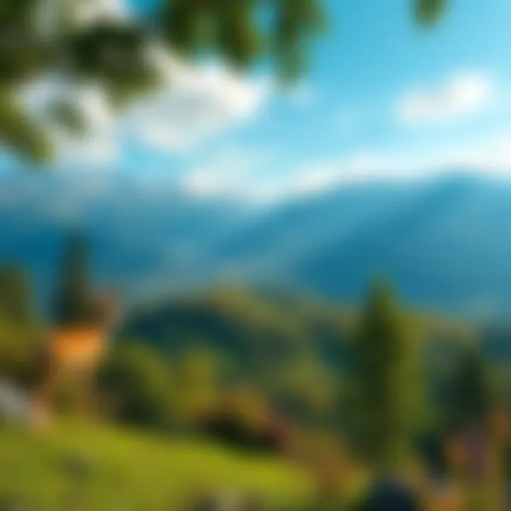 A view of a Swiss landscape with wildlife and plants, showcasing the integration of blockchain technology for biodiversity