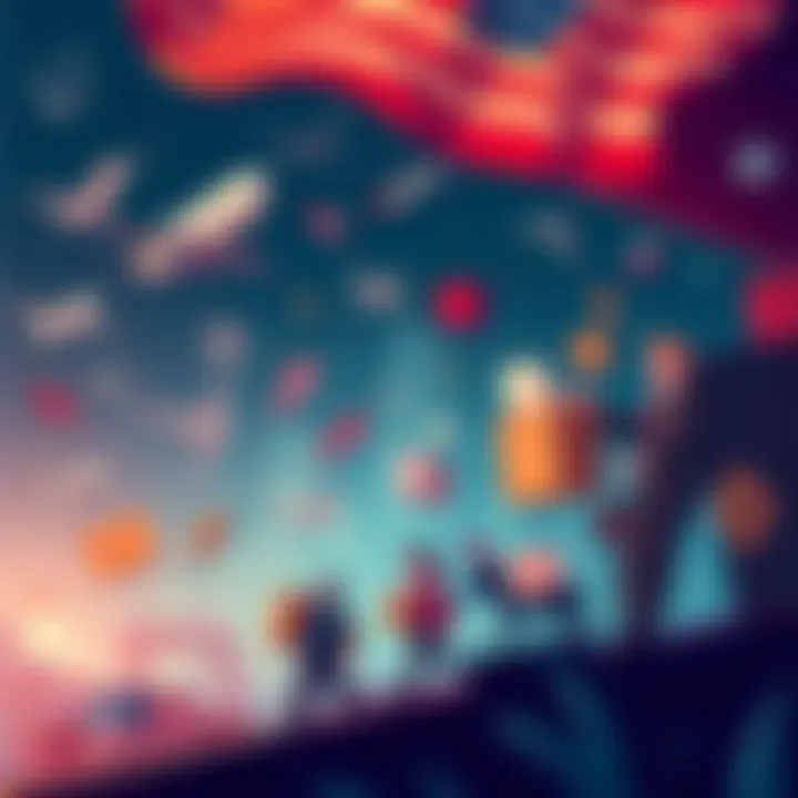 An illustration depicting the economic implications of tariff delays under Trump's administration, showcasing symbols of trade and American consumers.
