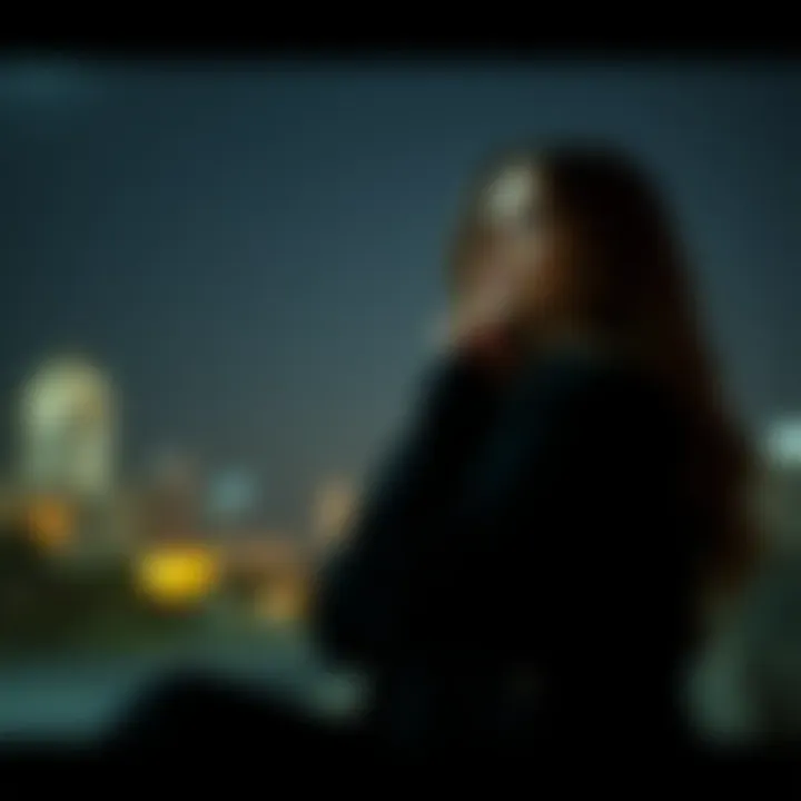 A Taurus woman sitting alone, looking thoughtful as she considers reaching out to a Gemini man after months of silence