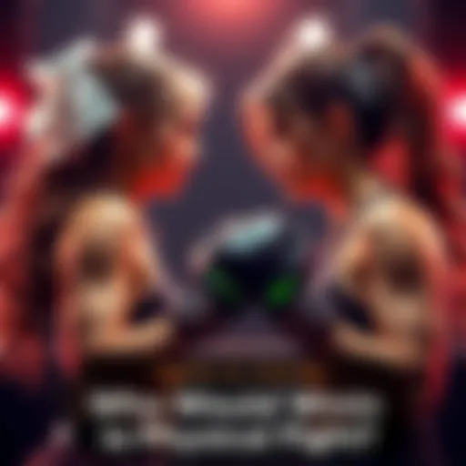 Tayla and Jolene facing off in a physical fight position, both looking determined and ready to engage.