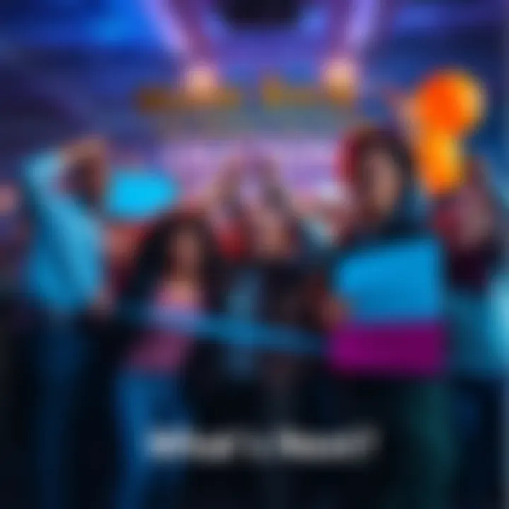 A group of diverse people celebrating with excitement and enthusiasm, showcasing banners and signs for upcoming events.