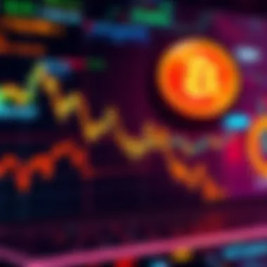 A graph showing a decline in tech stock values with a cryptocurrency symbol in the background