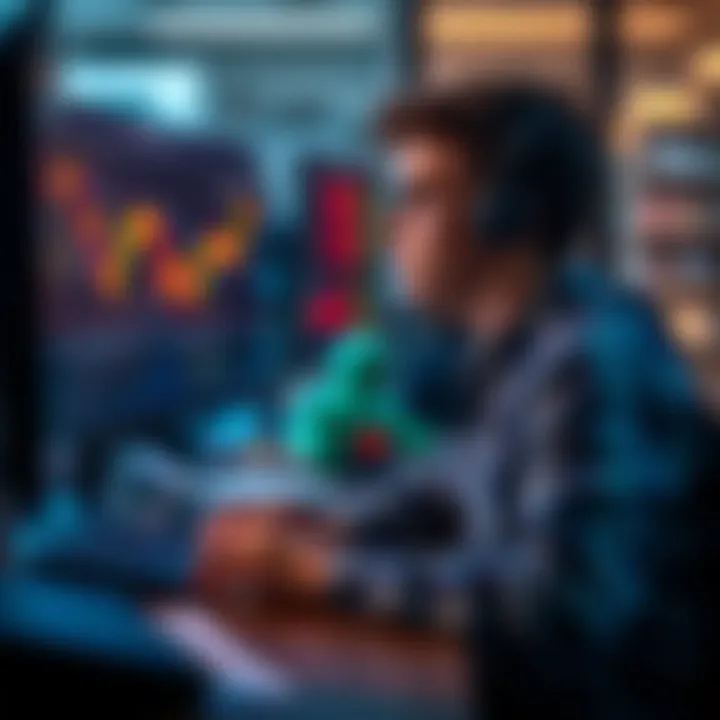 A 15-year-old sitting at a desk with trading charts on a computer screen, appearing thoughtful and reflective about their trading journey.