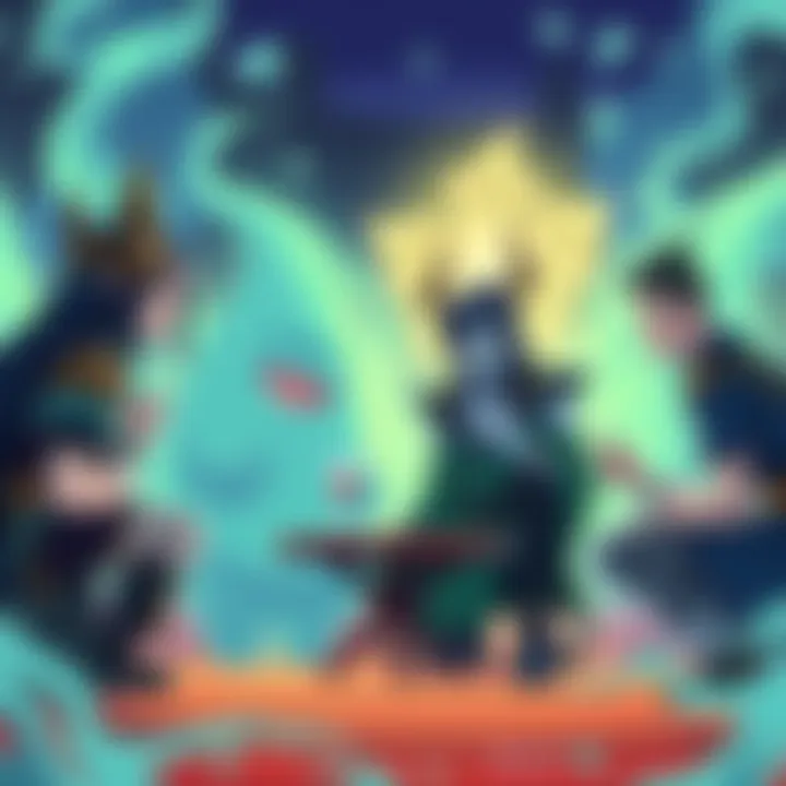 Characters from Tensura (Reincarnated as a Slime) engaged in a lively debate about their adventures and challenges.