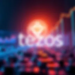 A visual representation of TenX investing $3.25 million in Tezos tokens, with a graph showing growth and Tezos logo in the background.