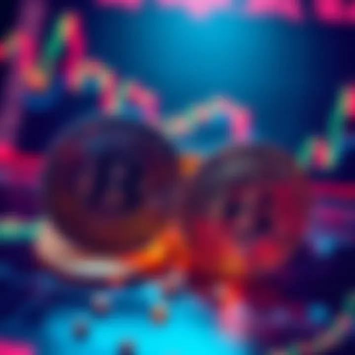 Visual representation of Tether and Bitcoin with charts showing fluctuating values, symbolizing market concerns