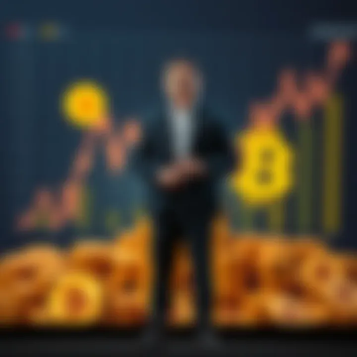 Tether CEO stands in front of a chart showing Bitcoin and gold assets, emphasizing the company's financial strength