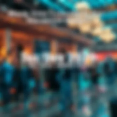 A calendar marked with the date for Tez/Dev 2026 event, with people networking in the background