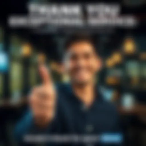 A person giving a thumbs up while smiling, showing appreciation for great service.
