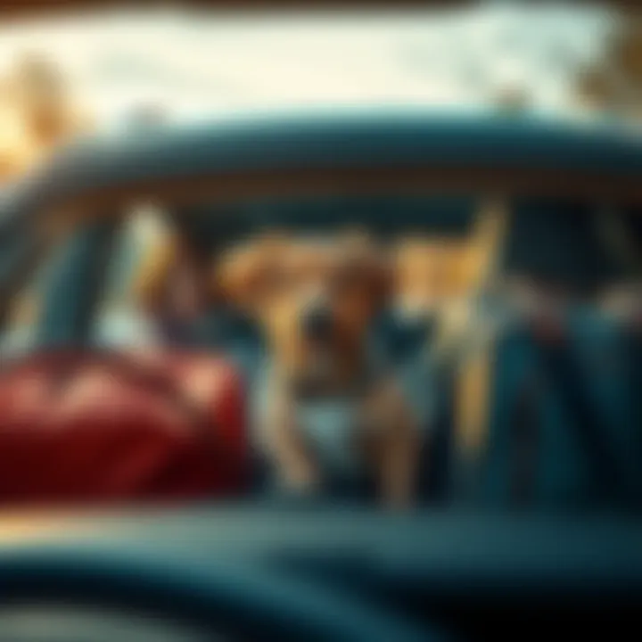 A family car filled with luggage and a puppy in the backseat, ready for a long drive to celebrate Thanksgiving.