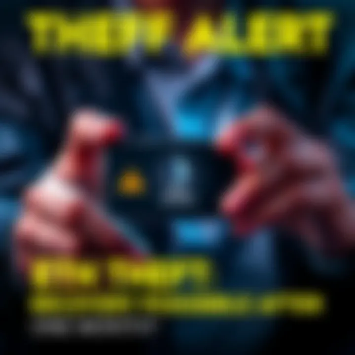 User displaying a Ledger Nano X with warning signs about ETH theft and wallet security concerns