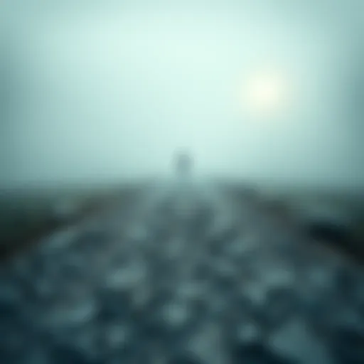 Theta Project's Uncertain Future A visual representation of a rocky road symbolizing Theta's challenging journey towards global adoption, with a foggy horizon suggesting uncertainty.