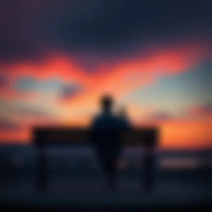 A person sitting on a bench, looking thoughtful while gazing at the horizon, symbolizing uncertainty about the future.