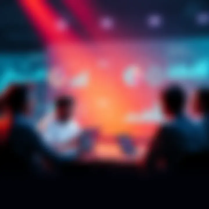 Thought Leaders Engaging on Forums A group of thought leaders discussing strategies on a digital forum, with charts and graphs showing engagement metrics.