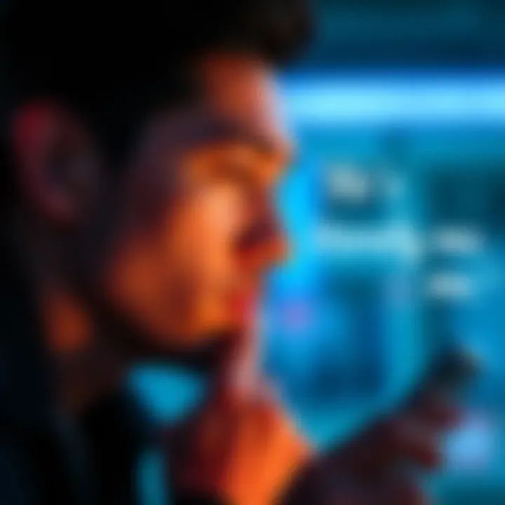 A person looking thoughtfully at their phone, reflecting on social media trends, with a clear focus on the phrase 'He's literally me'.