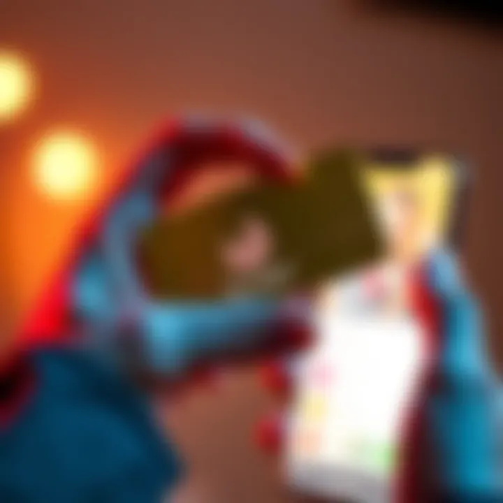 A close-up of a person's hand holding a metal card with the Tinder logo, with a smartphone showing the Tinder app in the background