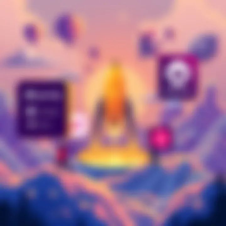 Illustration of various token launch platforms with Pump and Meteora logos, showcasing custom mint pairs and user interaction.