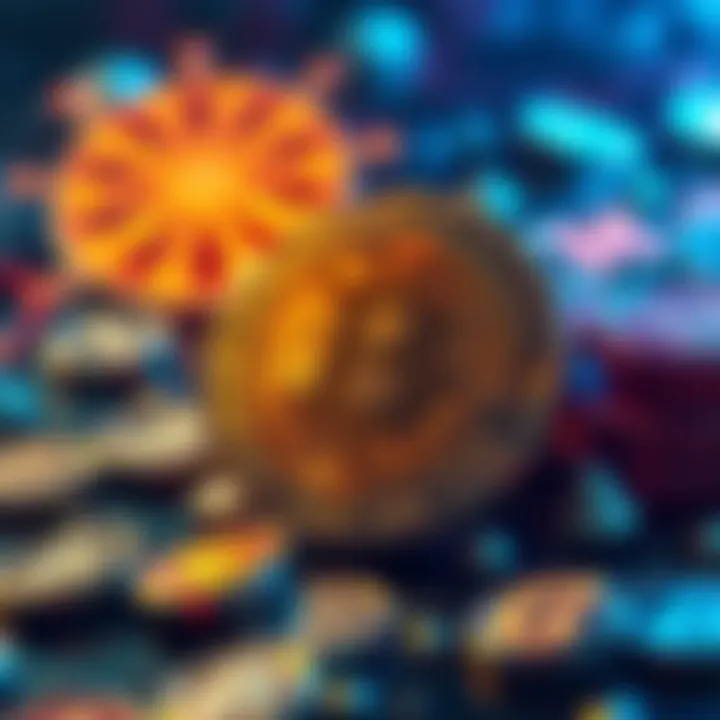 A visual representation of digital tokens and blockchain technology