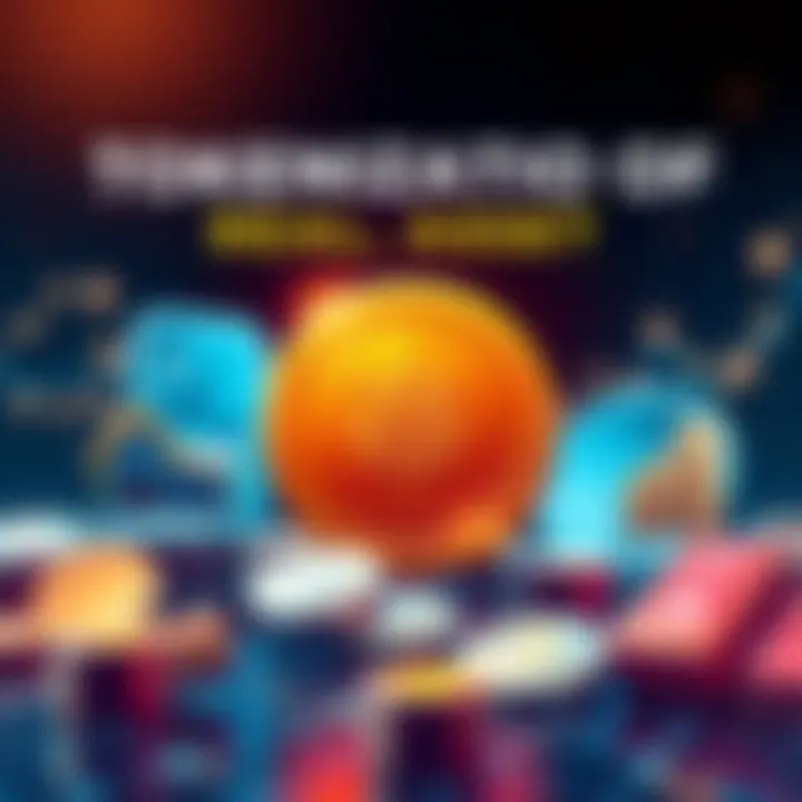 An illustration showing digital tokens representing physical assets like real estate, art, and stocks, symbolizing the concept of asset tokenization in cryptocurrency.