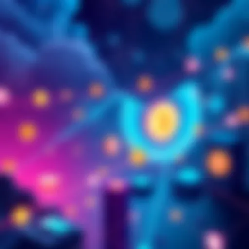 Illustration of real-world assets being transformed into digital tokens with smart contracts connecting them to markets