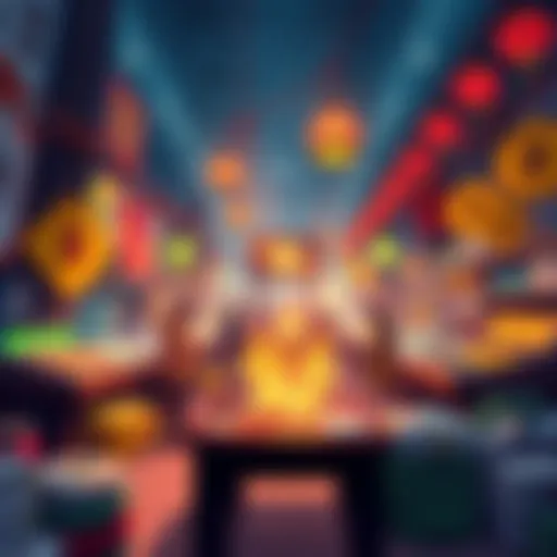 Illustration showing a digital marketplace with tokens being burned during trading and crafting in TokenLordsRPG.