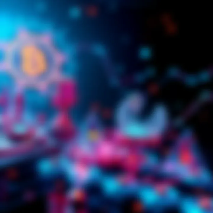 A conceptual representation of tokenomics with futuristic elements and blockchain motifs, symbolizing a new era in DeFi.