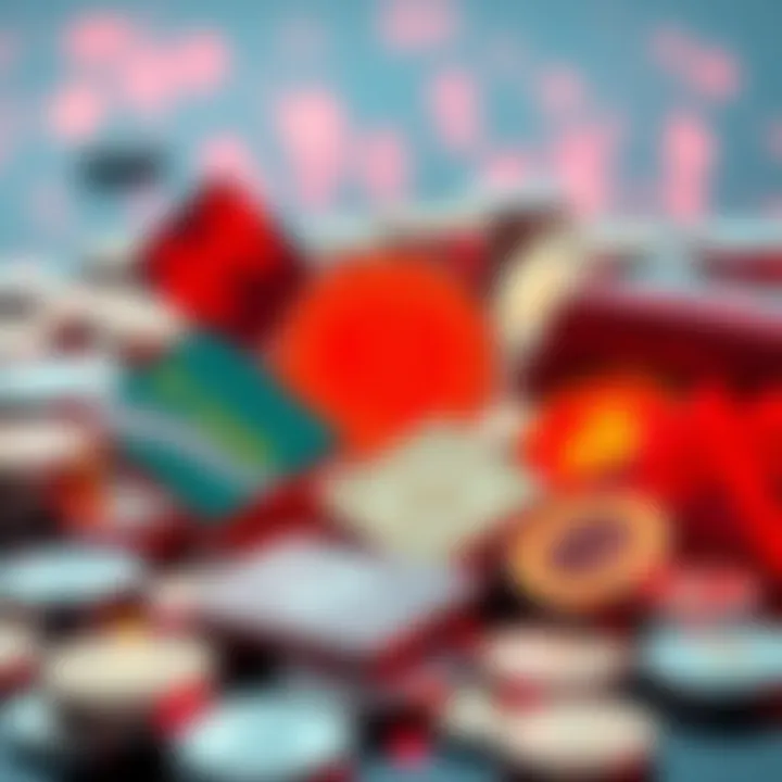 A digital representation of various tokens like gift cards and cryptocurrency symbols, illustrating their role in the smart economy.