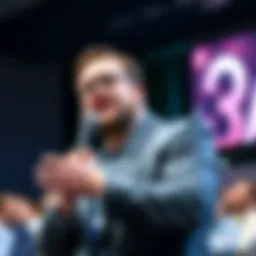 Tom Lee confidently addressing an audience about cryptocurrency's growth and potential.