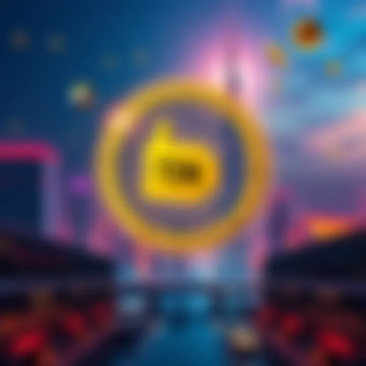 A visual representation of Toncoin being staked to secure a UAE golden visa, featuring digital currency graphics and symbols of the UAE like the Burj Khalifa.