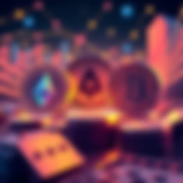 An illustration showcasing the top cryptocurrencies XLM, ADA, and ALGO in a competitive landscape