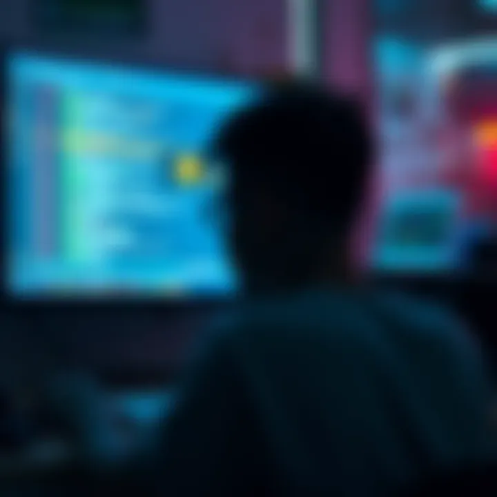 A person looking at a computer screen displaying a blockchain interface, trying to trace Monero transactions