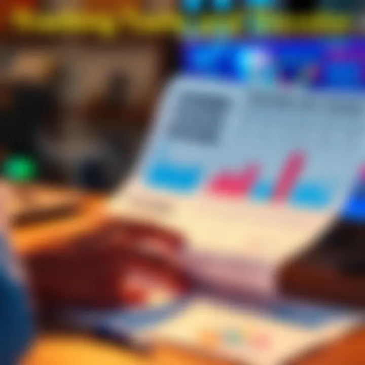 A person reviewing financial documents related to cryptocurrency taxes, with graphs showing capital gains.