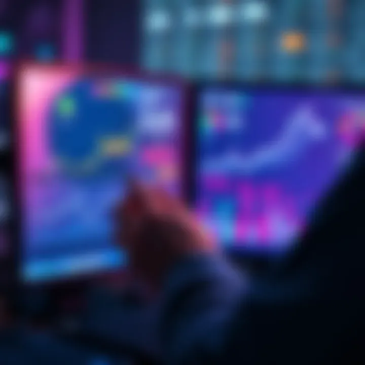 A person analyzing charts and data on a computer screen, representing the tracking of upcoming DeFi projects.
