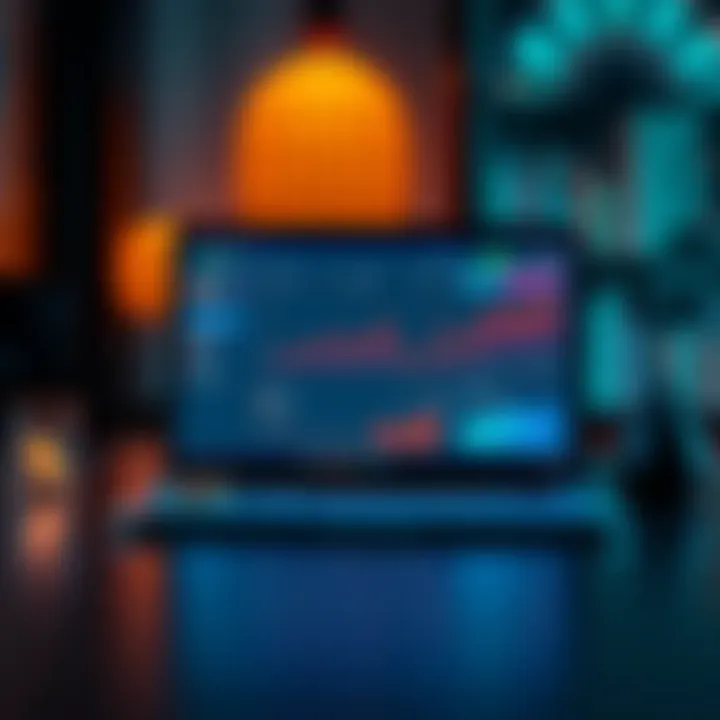 A laptop displaying Twitter with memecoin trends and charts, showing influential accounts and on-chain data analysis.