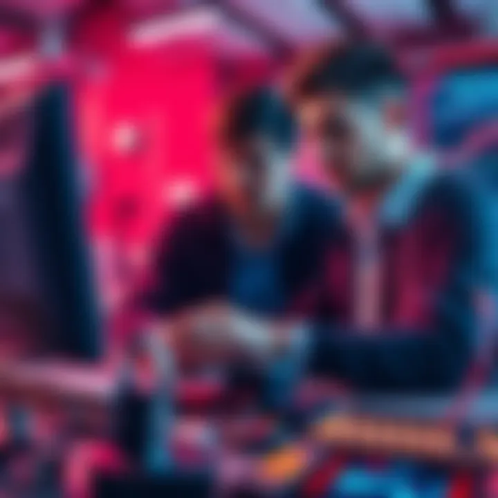 A visual representation of a trader collaborating with a programmer, showcasing automation tools and security measures for intellectual property protection.