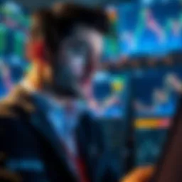 Trader Considering Market Conditions A trader looking at financial charts and market data with a thoughtful expression, weighing the decision to trade or skip the day