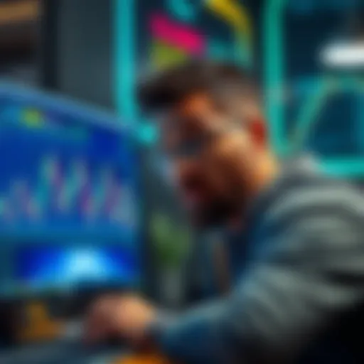 A trader looking shocked at a computer screen showing a sudden drop in cryptocurrency value, symbolizing a loss due to 3x leverage trading.