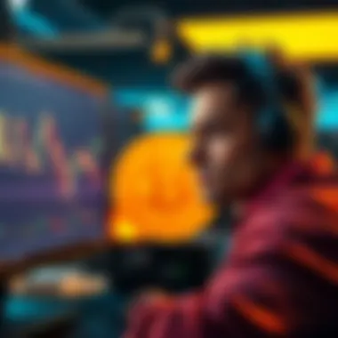 Trader Reflecting on Bitcoin Opportunity A trader looks at a computer screen showing Bitcoin price charts with a look of contemplation, symbolizing missed opportunities in the market.