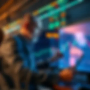 Trader analyzing charts A trader looking at charts with a focus on simple trend lines and risk management techniques