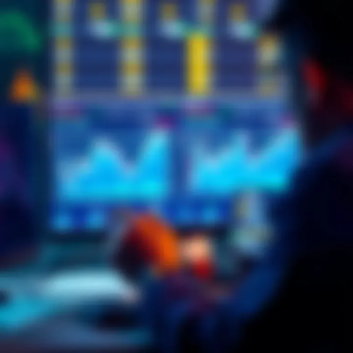 A trader looks at two charts comparing low fees and liquidity on a computer screen