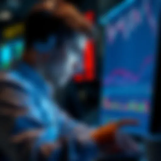 A trader looking at stock market charts and analyzing data on a computer screen