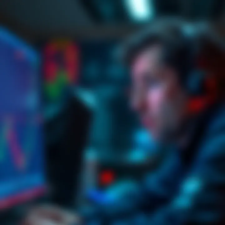Trader with anxiety over funding A trader looks worried while staring at their trading screen after passing a prop firm challenge, feeling the pressure of managing a funded account.