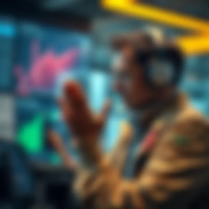 Trader selling assets and waiting for market recovery after a key low is broken